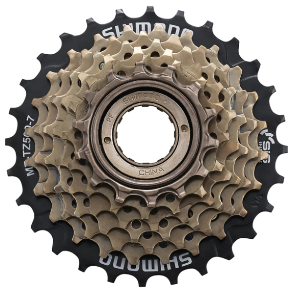 Shimano TZ500 Freewheel 14-28T 7V - Zwart/Goud Zilver/Zwart