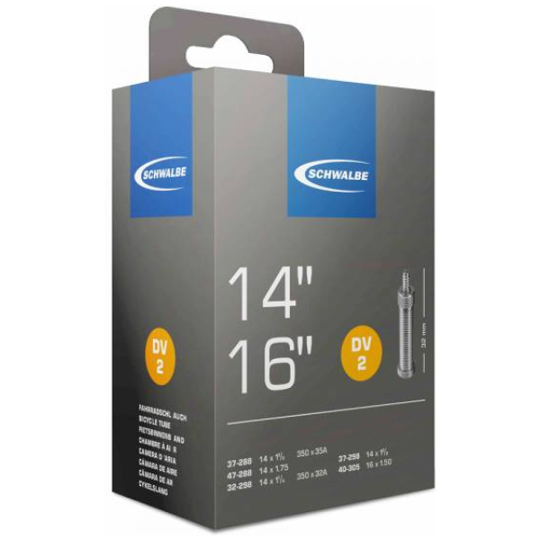 Schwalbe (DV2) Fiets Binnenband 14'' (32-47/288-305)Hollands Ventiel 32mm Zwart - Afbeelding 3