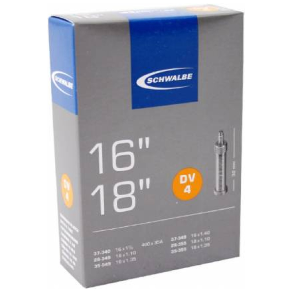 Schwalbe (DV4) Fiets Binnenband 16x1 3/8 Hollands Ventiel 32mm Zwart - Afbeelding 3