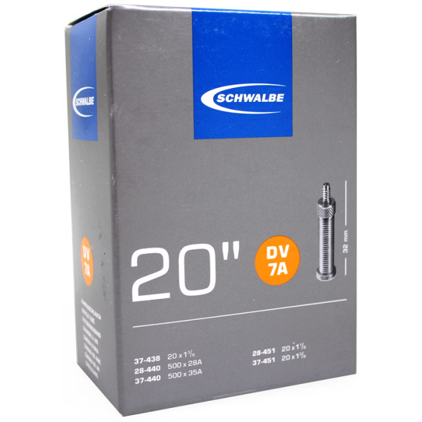 Schwalbe Binnenband DV7A 20Inch. / - 32mm ventiel Zwart
