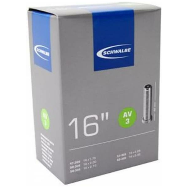 Schwalbe (AV3) Fiets Binnenband 16x1.75 (47-62/305) Auto Ventiel Zwart - Afbeelding 2
