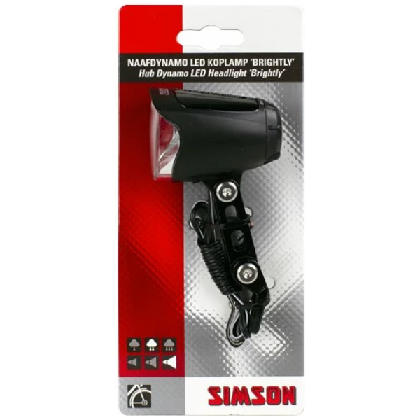 Simson koplamp Brightly auto/aan/uit dynamo 70 lux Chroom