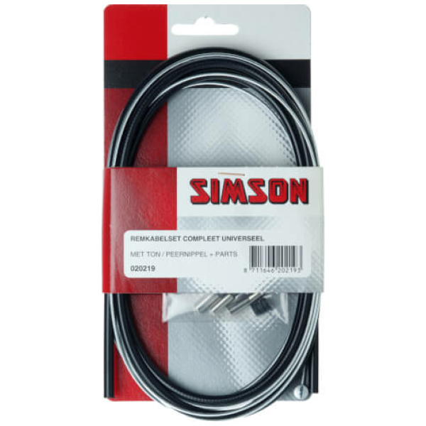 Simson Remkabel set compleet universeel met ton/peernipel + parts gegalvaniseerd 09 Zwart