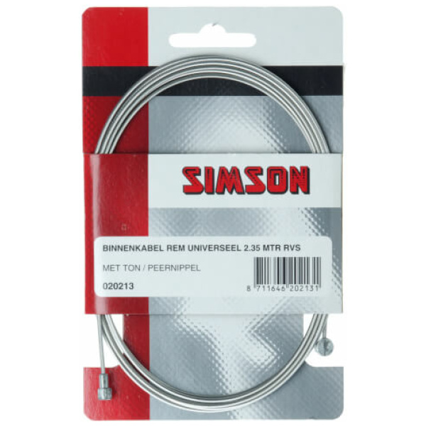 Simson Binnenkabel-Rem Universeel 2,35m RVS - Afbeelding 2