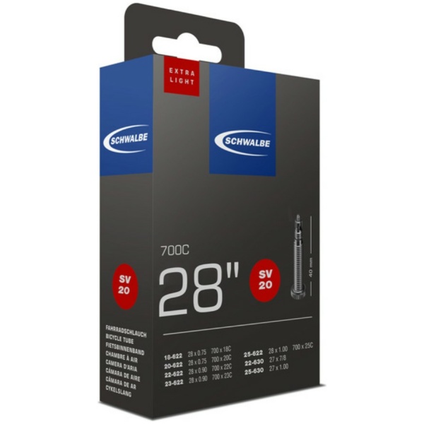 Schwalbe Bib SV20 FV 28x3/4-7/8-1.00 extra light Zwart