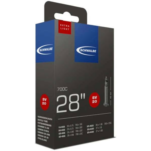 Schwalbe Bib SV20 FV 28x3/4-7/8-1.00 extra light Zwart