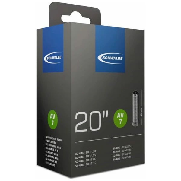 Schwalbe Fiets Binnenband 20 Breed Auto Ventiel (AV7) Zwart