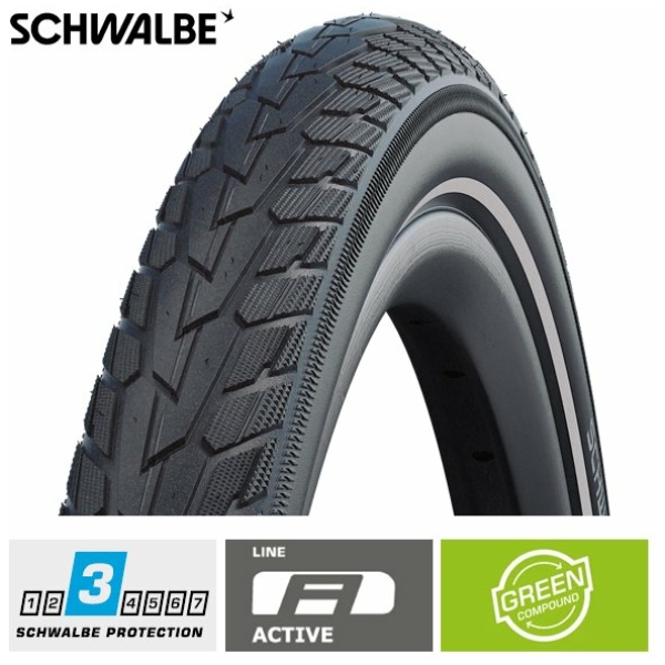 Schwalbe Bub Road Cruiser PP 22x1.75 HS377 reflectie Zwart
