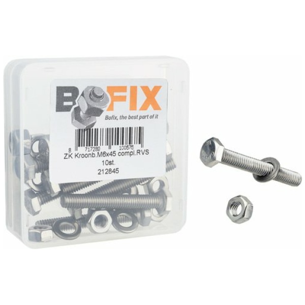 Bofix 212845 Vork-kroonbout RVS M6-45 Zilver