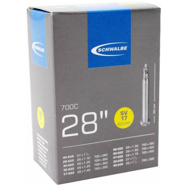 Schwalbe Binnenband SV17 FV 60m 28x1 5/8x1 3/8-1/4-1/8-1.20-1.75 Zwart