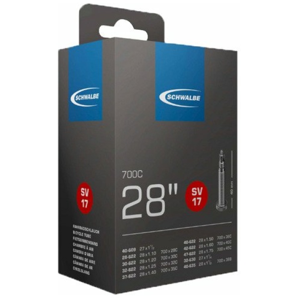 Schwalbe Binnenband SV16 28"FV 40mm smal 28/30/32-622 28/32-630 Zwart