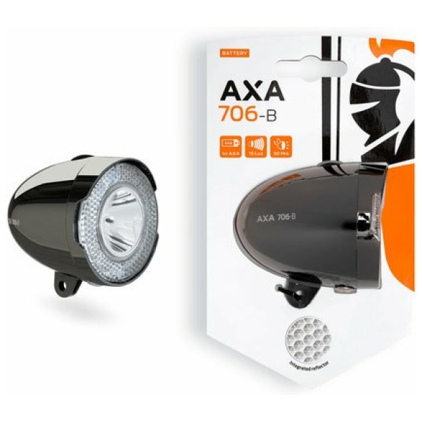 Axa 706 Koplamp LED Batterijen - Donker Chroom Dark Chrome - Afbeelding 3
