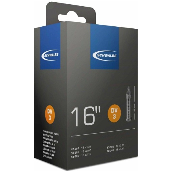 Schwalbe (DV3) Fiets Binnenband 16x1.75 Hollands Ventiel Zwart - Afbeelding 3