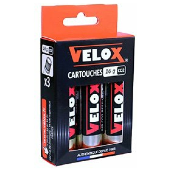 Velox CO2 Patronen 16g met Schroefdraad - Zwart (3) Zilver