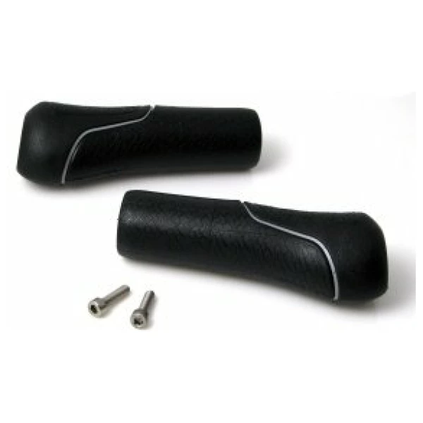 Gazelle handvat per stel hybr. 132mm zwart met zilveren bies Zilver|Zwart