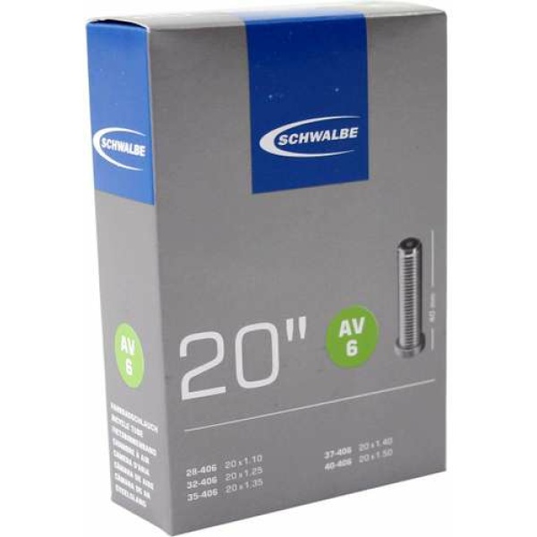 Schwalbe Fiets Binnenband 20 std (28-40/406)Auto Ventiel (AV6) Zwart