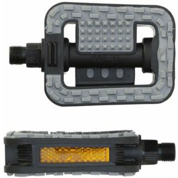 Falkx City fietspedalen - anti-slip - reflectoren - 9/16" - zwart kunststof