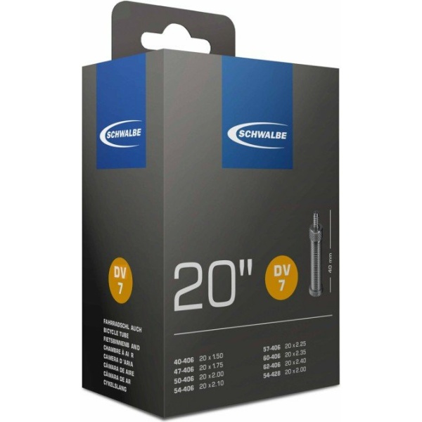 Schwalbe DV7 Fiets Binnenband 20 Breed Hollands Ventiel: - 40mm ventiel Zwart