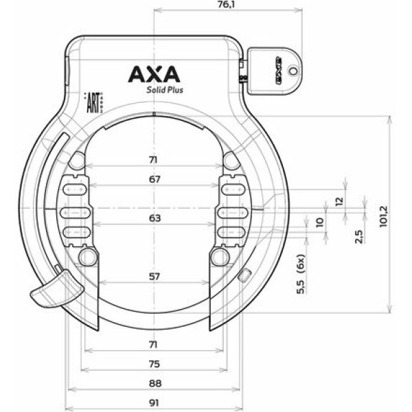 Axa Veiligheidsslot Solid Plus op Blister ART** geschikt voor insteek ketting Zwart - Afbeelding 4