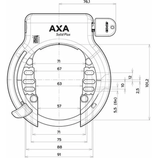 Axa Veiligheidsslot Solid Plus op Blister ART** geschikt voor insteek ketting Zwart - Afbeelding 4