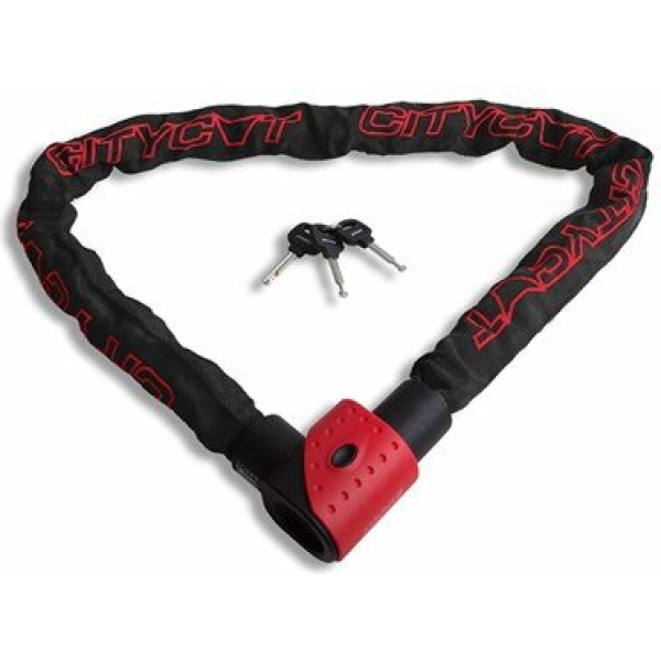 Citycat Kettingslot - 150 cm - ART 3 - Gehard Staal - Nylon Hoes - Zwart/Rood