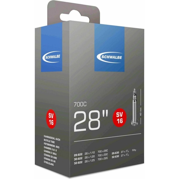 Schwalbe Binnenband SV16 28"FV 40mm smal 28/30/32-622 28/32-630 Zwart