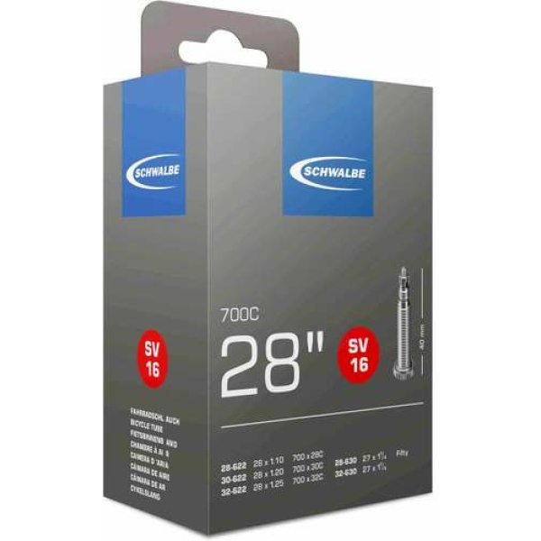 Schwalbe Binnenband SV16 28"FV 40mm smal 28/30/32-622 28/32-630 Zwart - Afbeelding 3