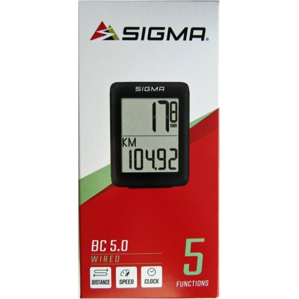 Sigma BC 5.0 WR Fietscomputer Bedraad - Zwart