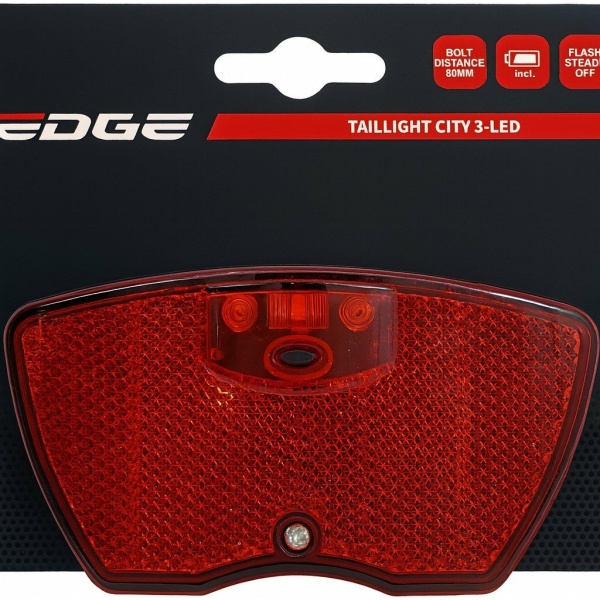 Edge Dragerachterlicht City - 3 leds -80mm- inclusief Zwart - Afbeelding 2