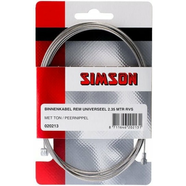 Simson Binnenkabel-Rem Universeel 2,35m RVS - Afbeelding 2