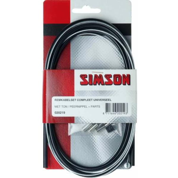 Simson Remkabel set compleet universeel met ton/peernipel + parts gegalvaniseerd 09 Zwart