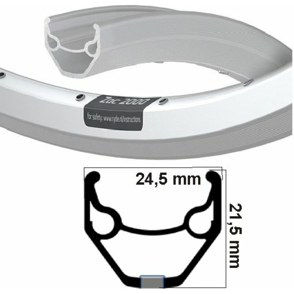 Ryde Rigida Fietsvelg 28 ZAC 2000 Alu 24.6 mm 36 Gaten/Spaak 14