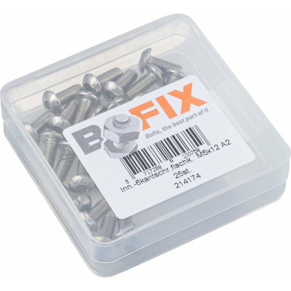 Bofix Bolkop Inbusbout M5x12 RVS Per stuk Zilver