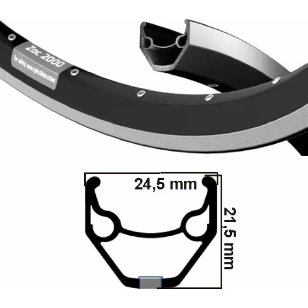 Ryde Rigida Fietsvelg 28 ZAC 2000 Zwart 24.6 mm 36 Gaten/Spaak 14