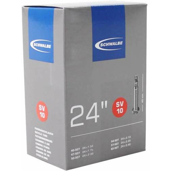 Schwalbe (SV10) Fiets Binnenband 24 Breed Frans Ventiel 40mm Zwart - Afbeelding 2