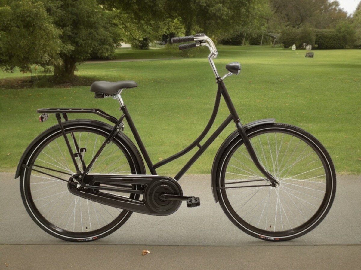 Avolon Deluxe Oma fiets CM Mat Zwart Dames 2025