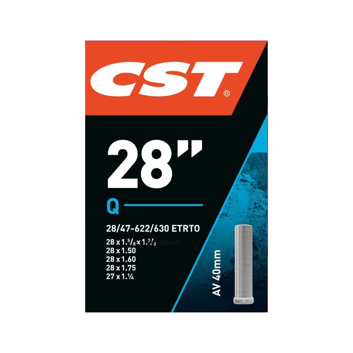 Cst Binnenband 28 x 1 5/8 x 1 3/8 Autoventiel 40mm Zwart - Afbeelding 2