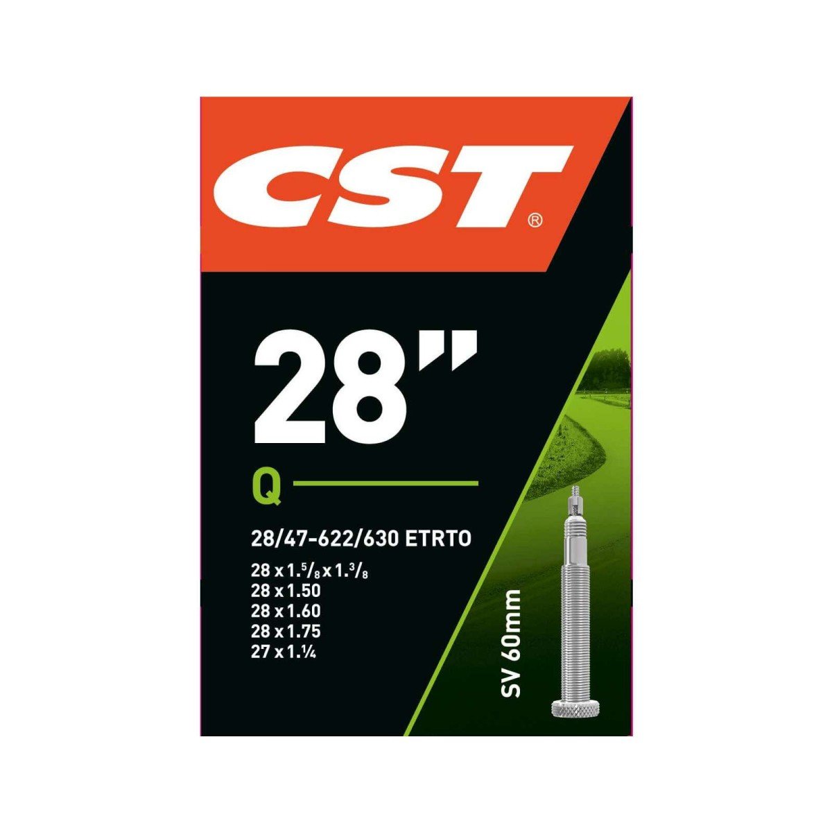 Cheng Shin Tyre Cst Binnenband 27/28x1 1/4-1/8 (28/47-622/630) Frans Ventiel 60mm Zwart - Afbeelding 2