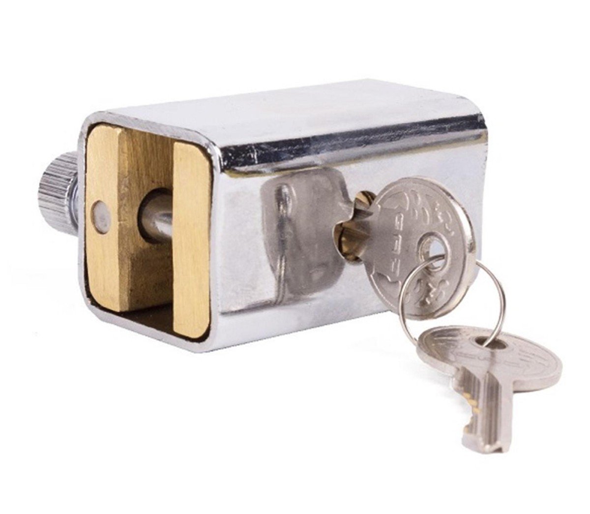 Gad Kettingslot 8 mm dikte 2 pinnen messing inclusief 2 sleutels - Afbeelding 4