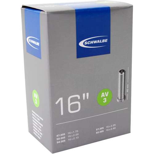 Schwalbe (AV3) Fiets Binnenband 16x1.75 (47-62/305) Auto Ventiel Zwart - Afbeelding 3
