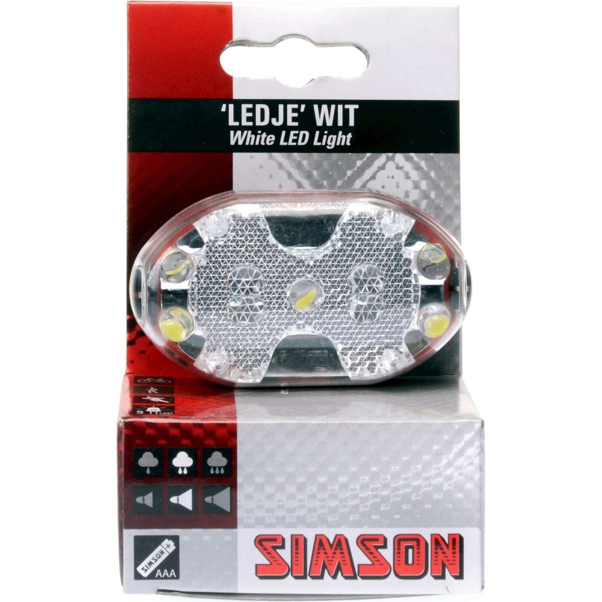 Simson LED voorlicht incl.batt. 020756 Wit