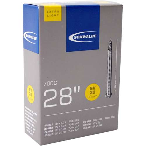 Schwalbe BINNENBAND 27/28X7/8-1.00 FRANS 80MM (SV20) EXTRALIGHT Zwart - Afbeelding 3