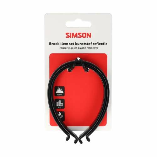 Simson broekklemmen kunststof met reflectie